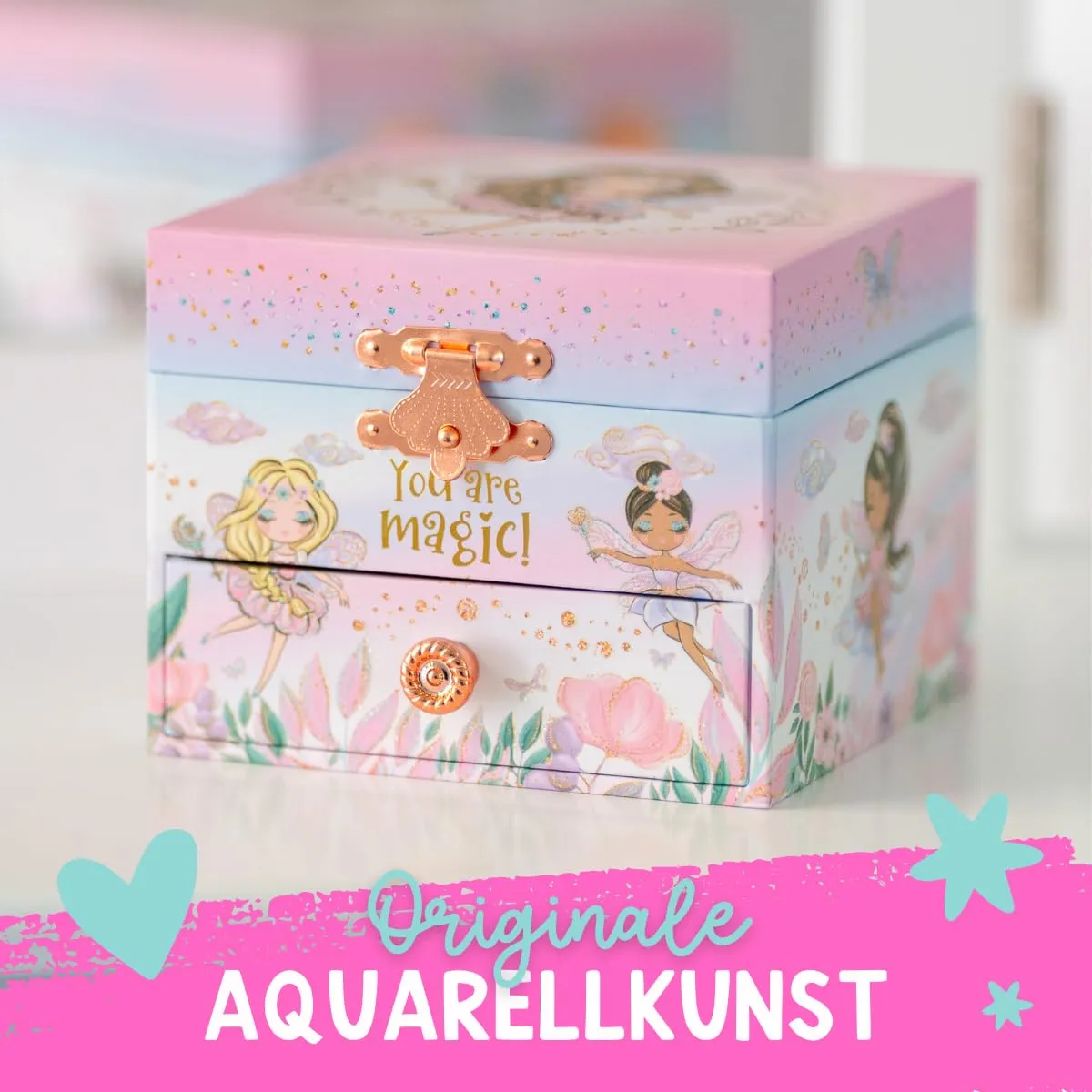 Musical fairy jewelry box - children's music box, spinning princess and mirror, jewelry box