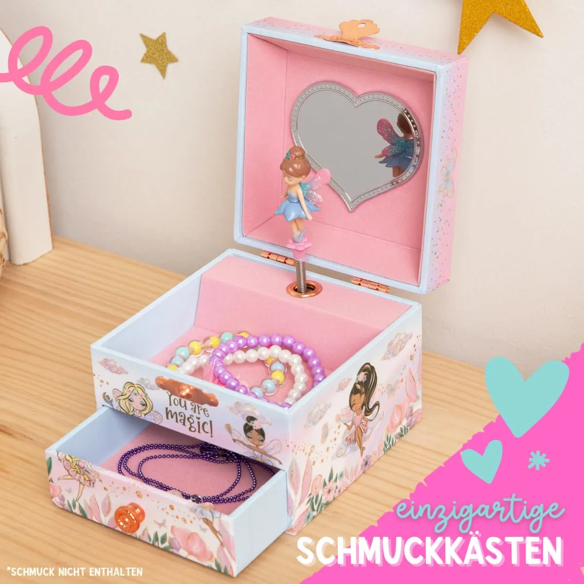 Musical fairy jewelry box - children's music box, spinning princess and mirror, jewelry box