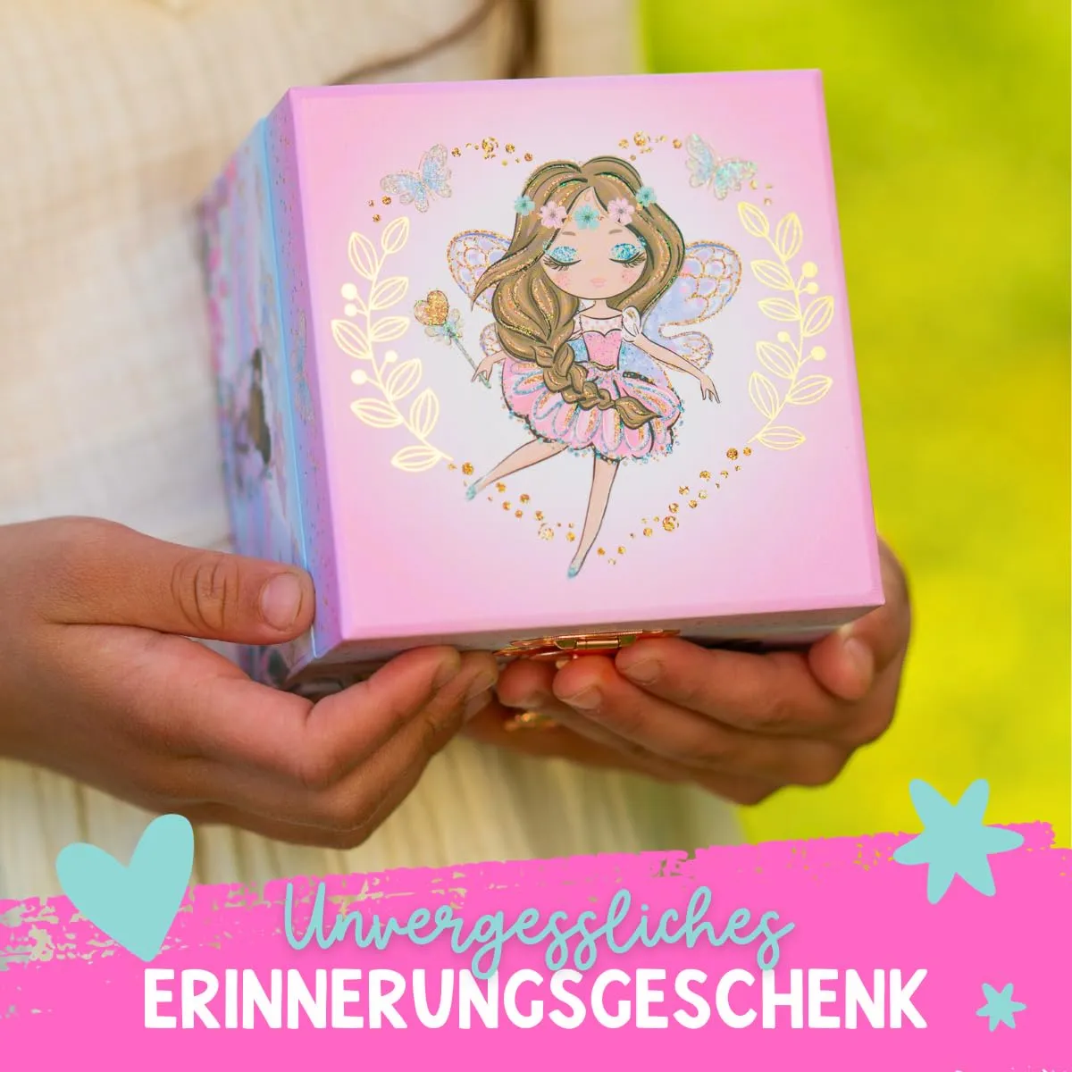 Musical fairy jewelry box - children's music box, spinning princess and mirror, jewelry box