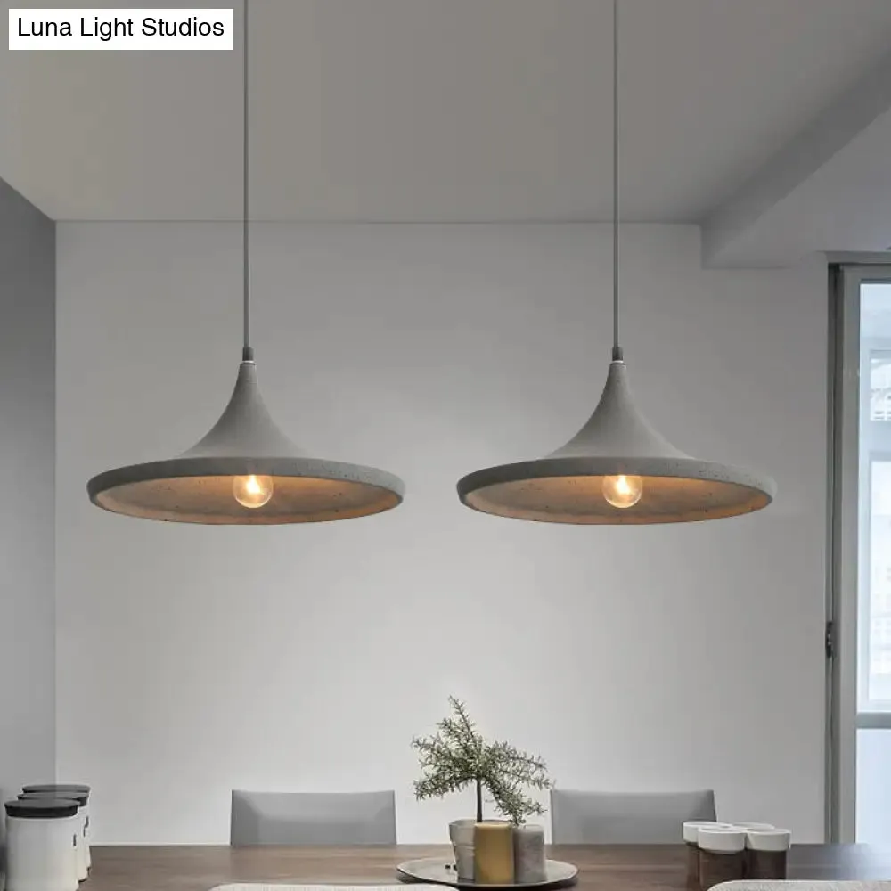 Nordic Style Cone Shade Pendant Light in Grey Cement - Hanging Ceiling Lamp (1-Light)