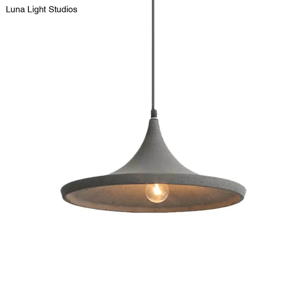 Nordic Style Cone Shade Pendant Light in Grey Cement - Hanging Ceiling Lamp (1-Light)