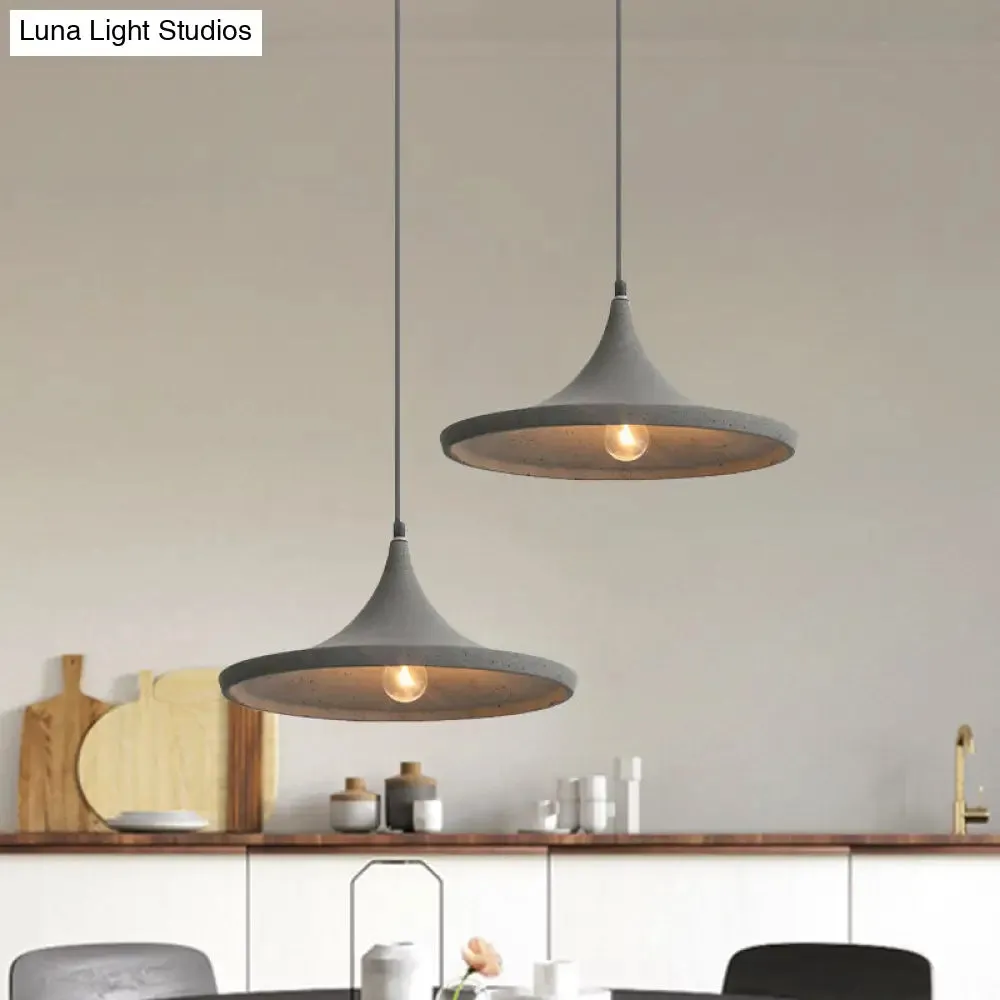 Nordic Style Cone Shade Pendant Light in Grey Cement - Hanging Ceiling Lamp (1-Light)