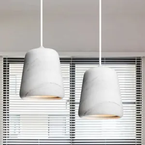 Nordic White/Black Hanging Lamp with Marble Shade - Ideal for Living Room Down Lighting