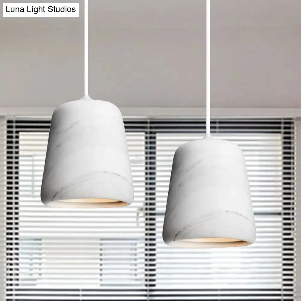 Nordic White/Black Hanging Lamp with Marble Shade - Ideal for Living Room Down Lighting