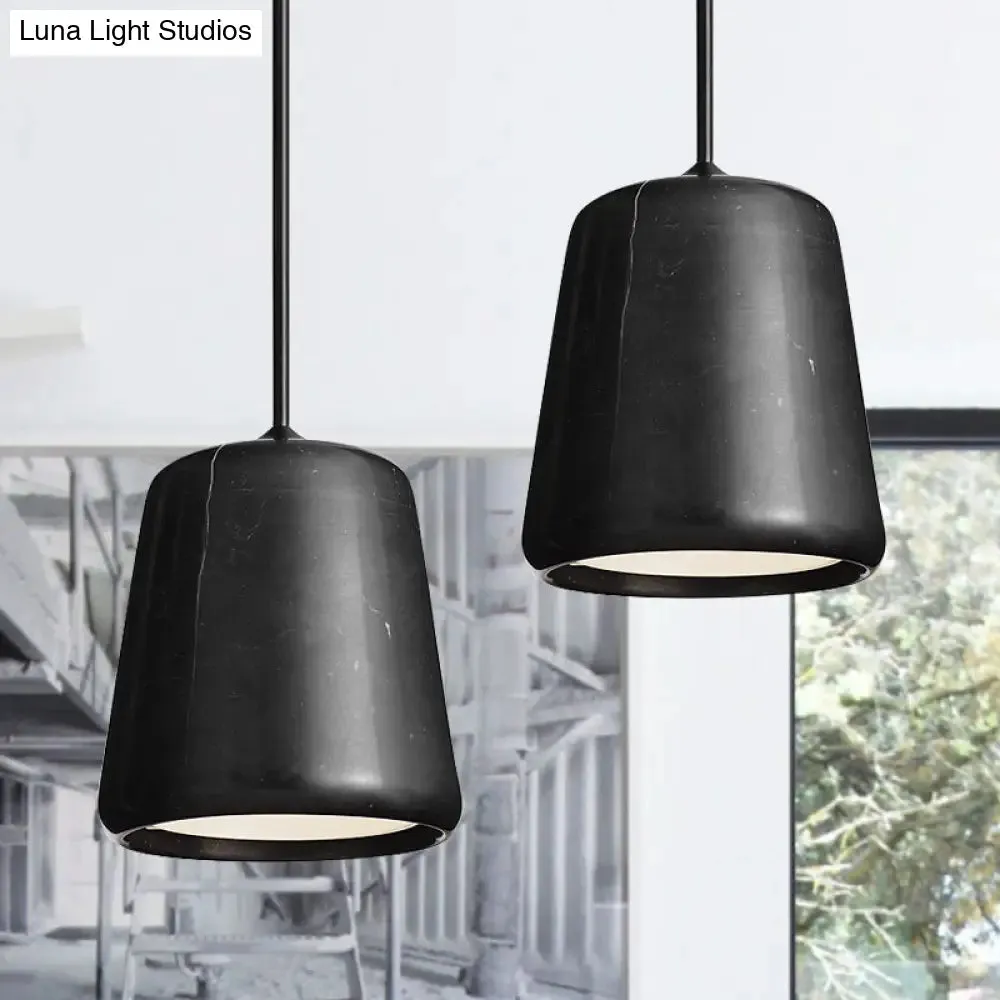 Nordic White/Black Hanging Lamp with Marble Shade - Ideal for Living Room Down Lighting