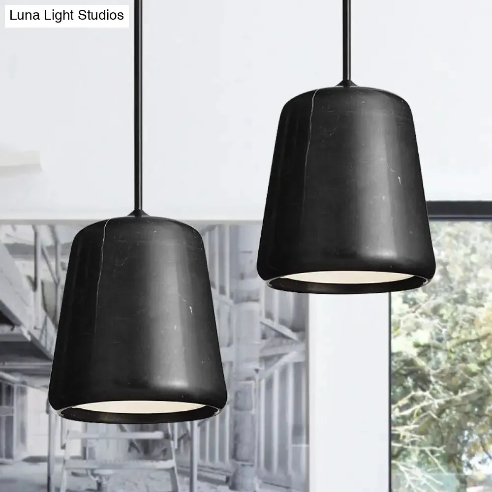 Nordic White/Black Hanging Lamp with Marble Shade - Ideal for Living Room Down Lighting