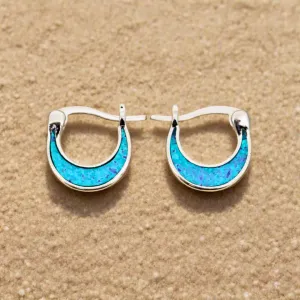 Opal Ocean Moon Hoop Earrings