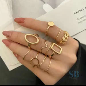 Open Circles Gold Boho Ring Set