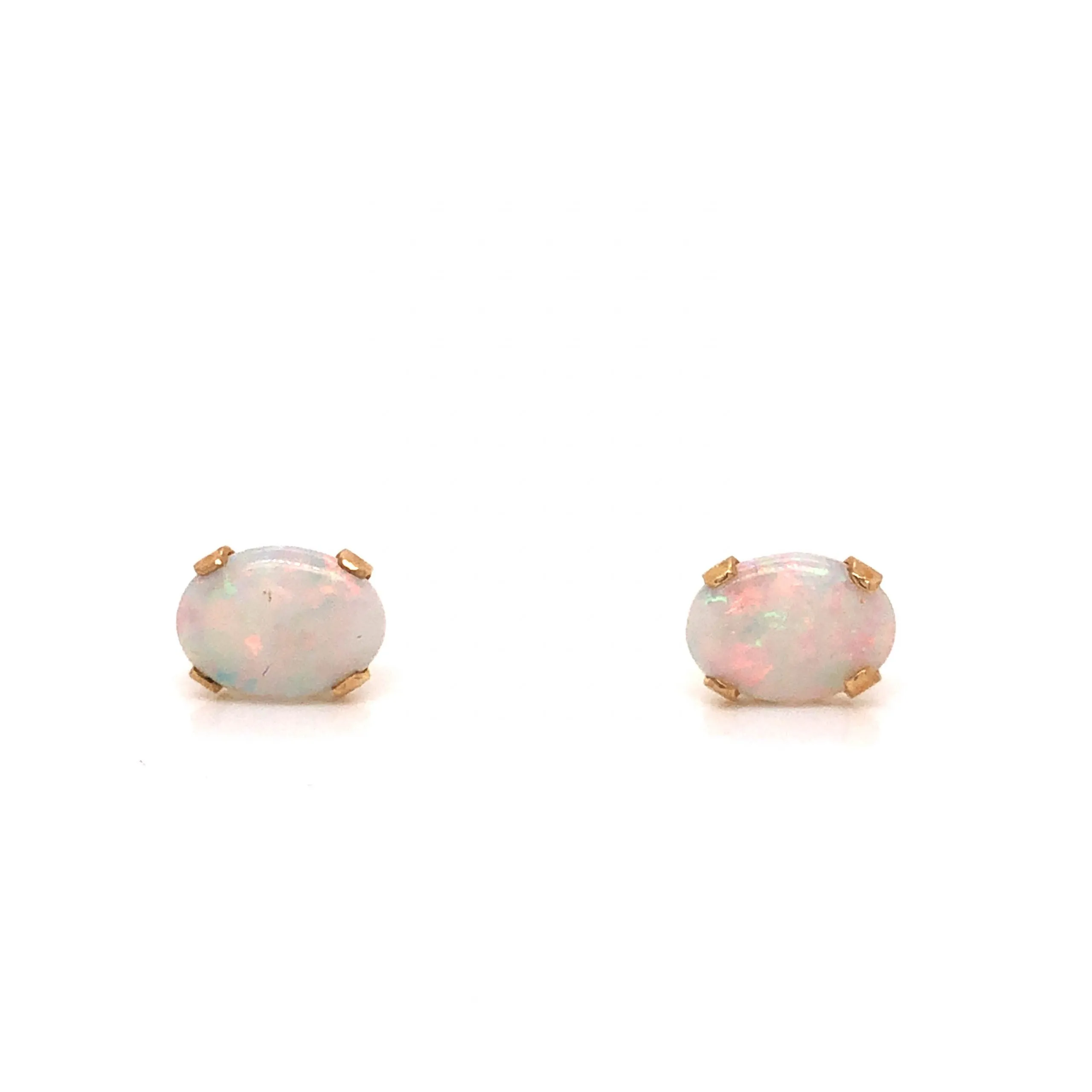 Oval Opal Stud Earrings in 14k Yellow Gold
