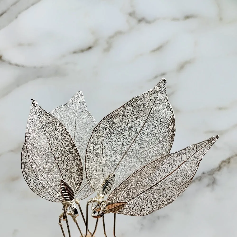P122. Bridal gold/silver leaf hairpins, bridesmaid hairpins set