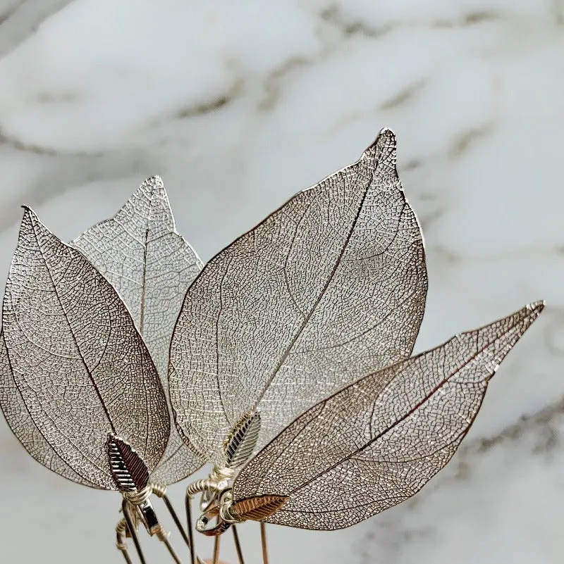P122. Bridal gold/silver leaf hairpins, bridesmaid hairpins set
