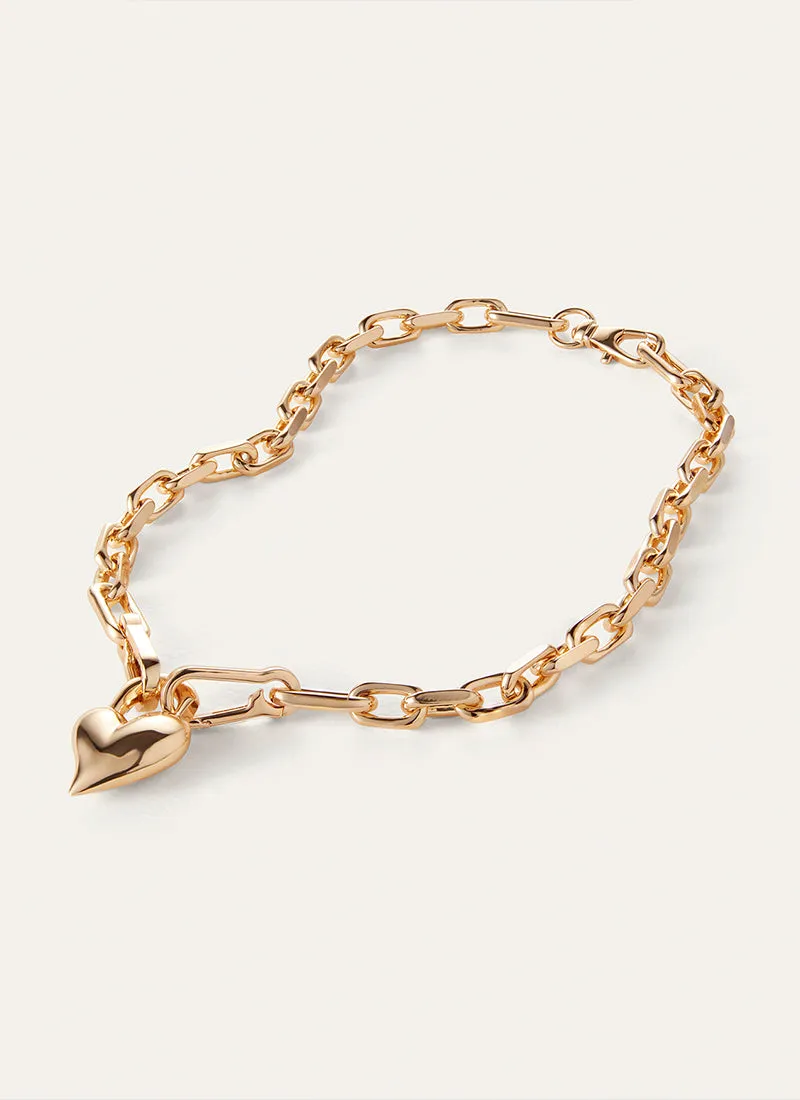 Padlock Heart Pendant Necklace Gold