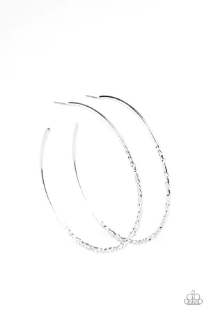 Paparazzi Earring ~ Embellished Edge - Silver