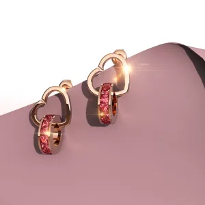 Passion Heart Interlock Rose Gold Layered Earrings