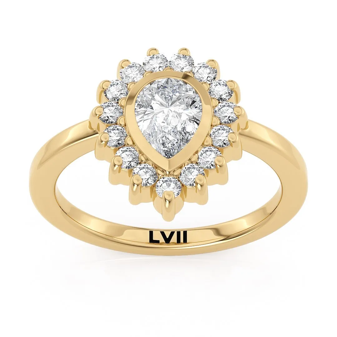 Pear Shaped Engagement Rings Vintage Inspired Lab Grown Diamond Rings - The Octavia Ring