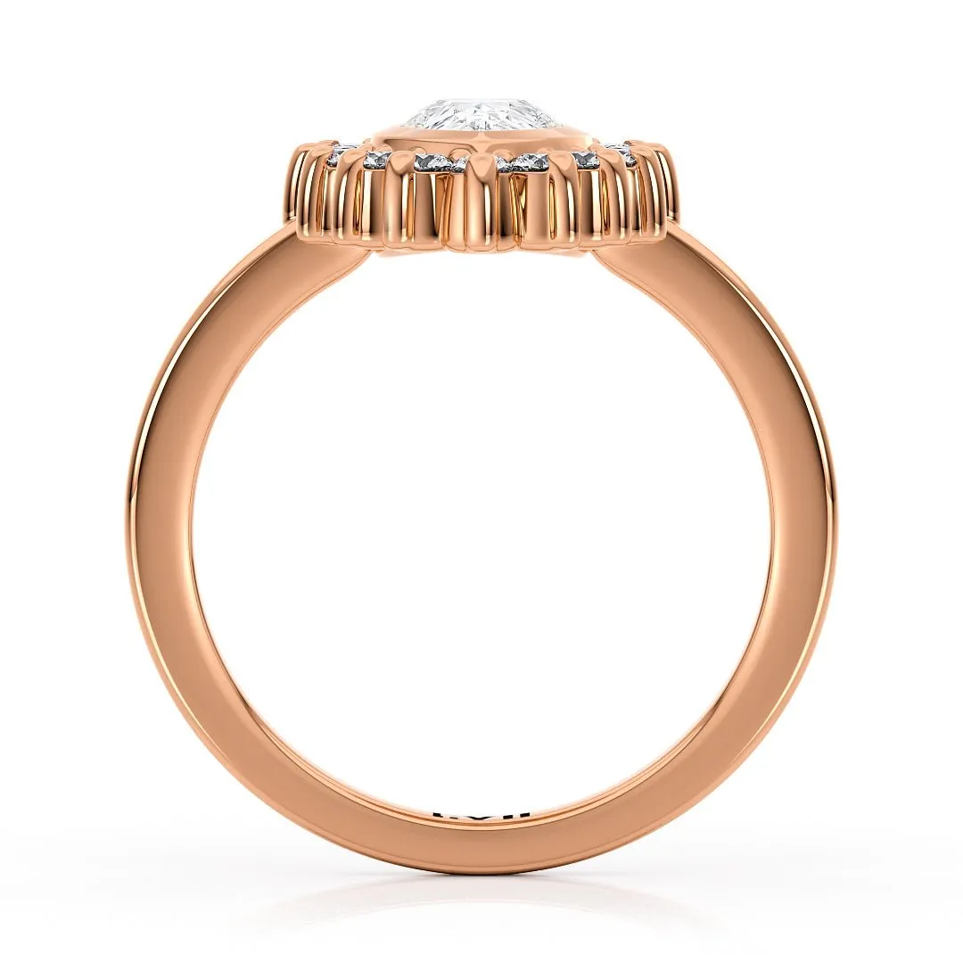 Pear Shaped Engagement Rings Vintage Inspired Lab Grown Diamond Rings - The Octavia Ring