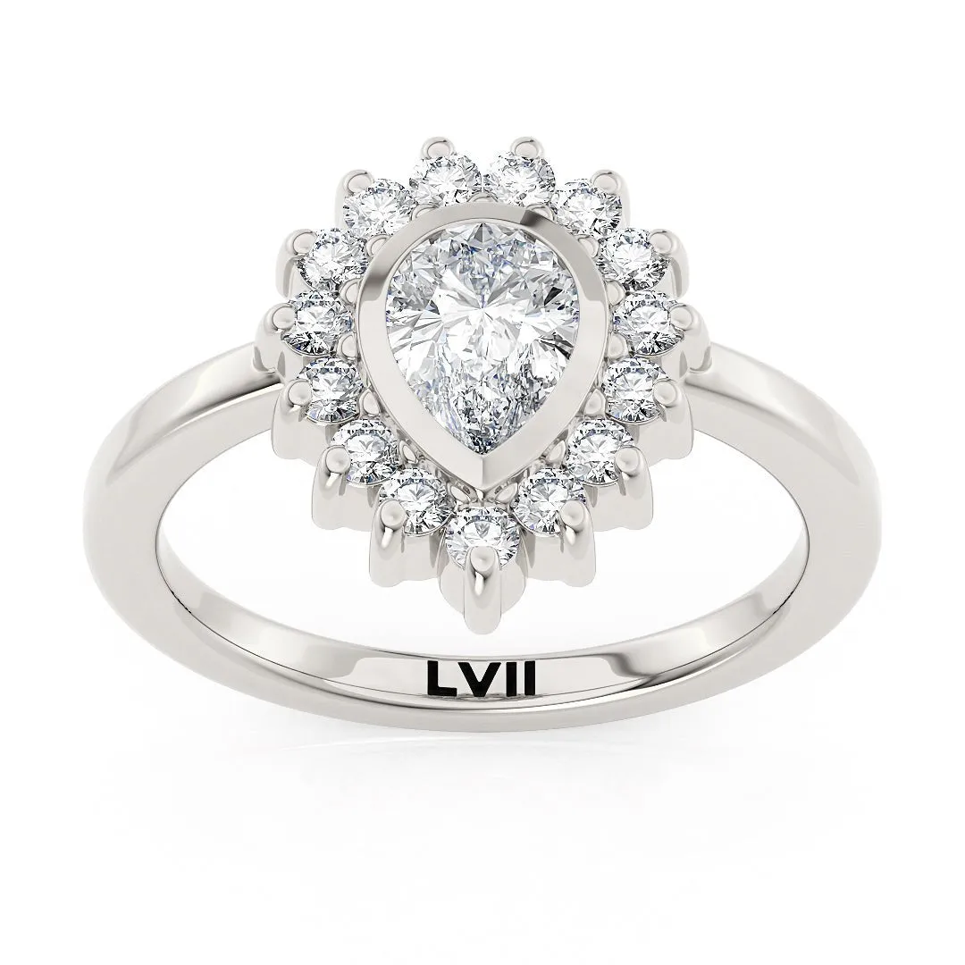Pear Shaped Engagement Rings Vintage Inspired Lab Grown Diamond Rings - The Octavia Ring