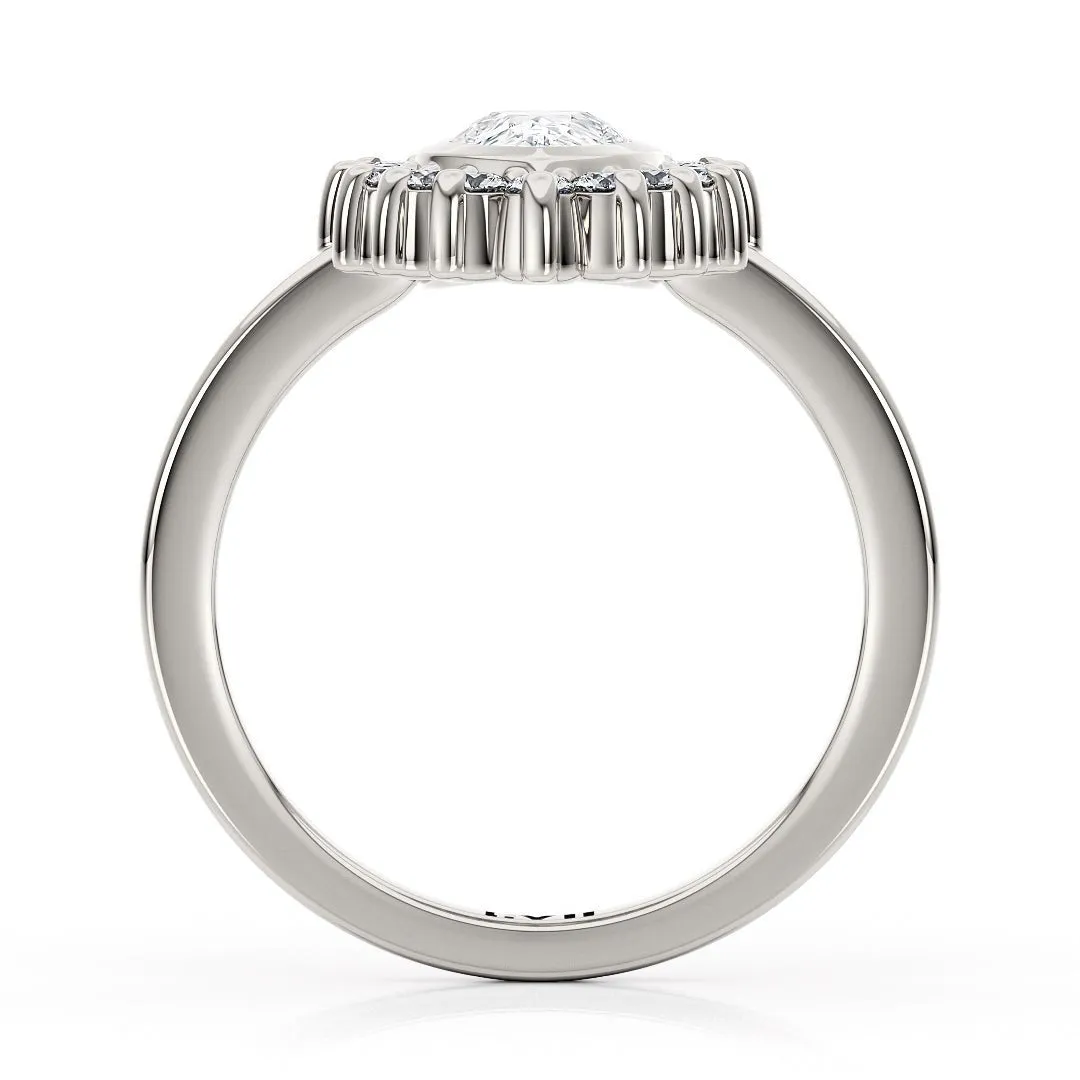 Pear Shaped Engagement Rings Vintage Inspired Lab Grown Diamond Rings - The Octavia Ring