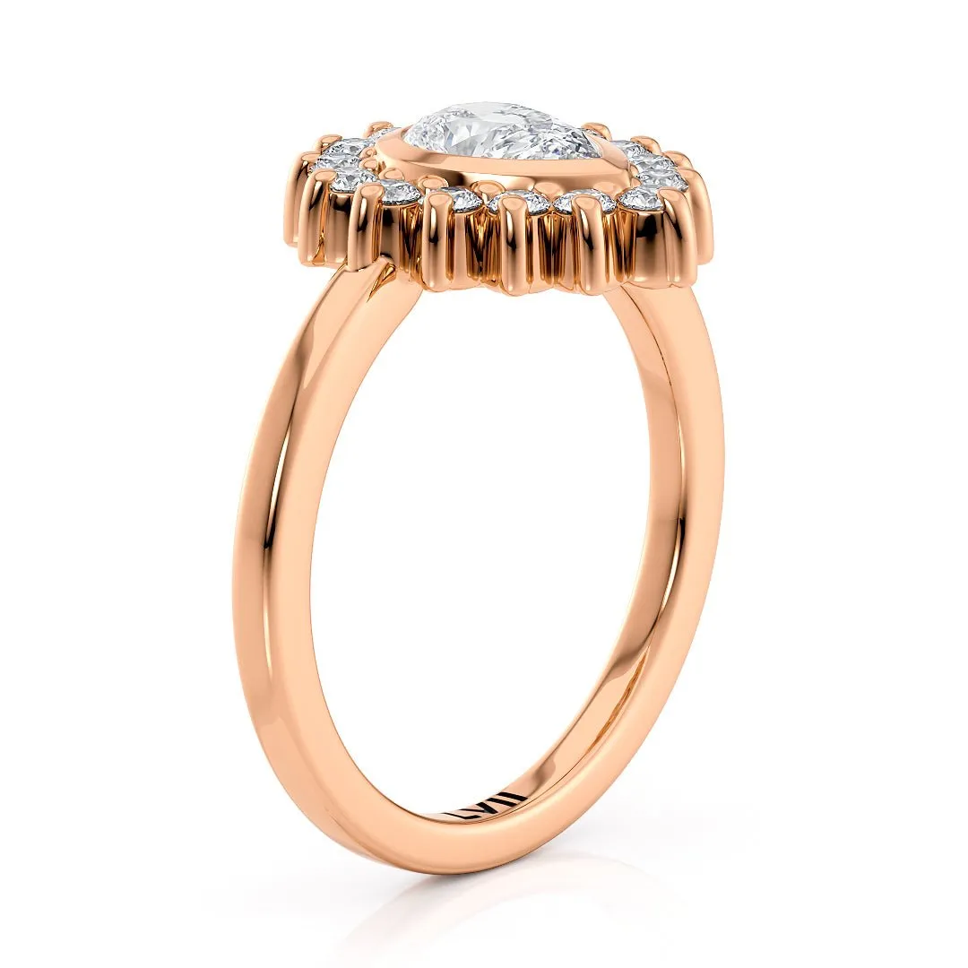 Pear Shaped Engagement Rings Vintage Inspired Lab Grown Diamond Rings - The Octavia Ring