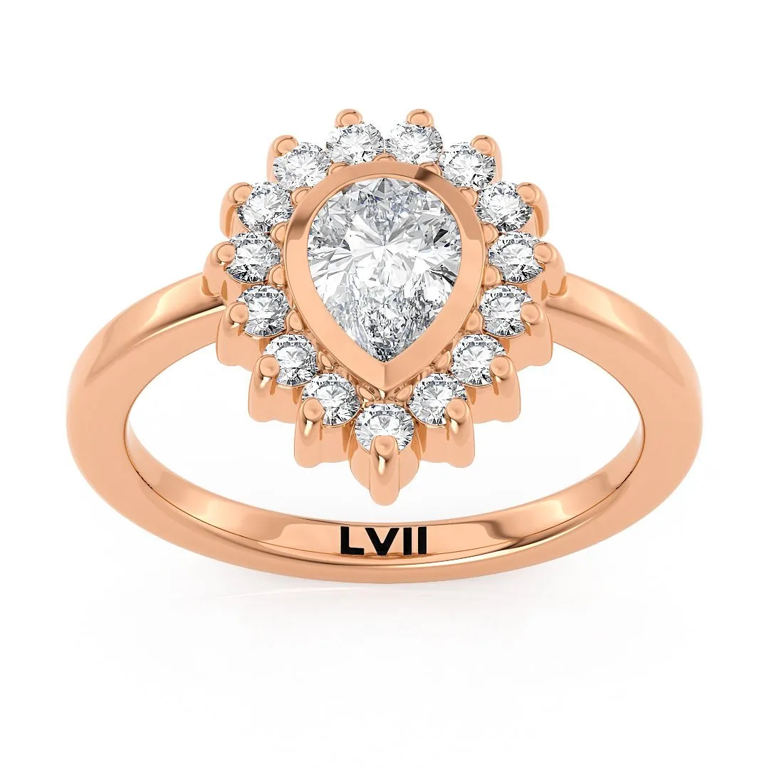 Pear Shaped Engagement Rings Vintage Inspired Lab Grown Diamond Rings - The Octavia Ring