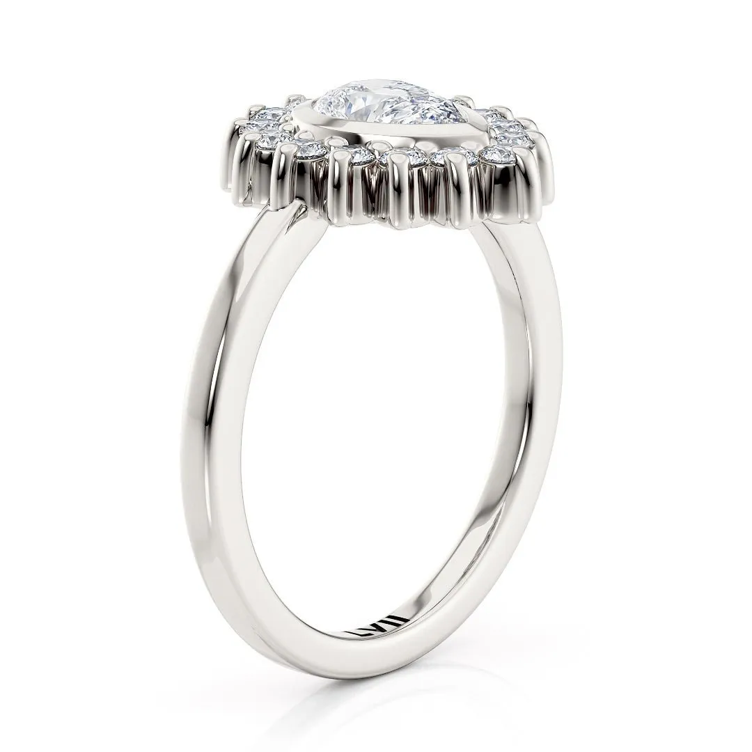 Pear Shaped Engagement Rings Vintage Inspired Lab Grown Diamond Rings - The Octavia Ring