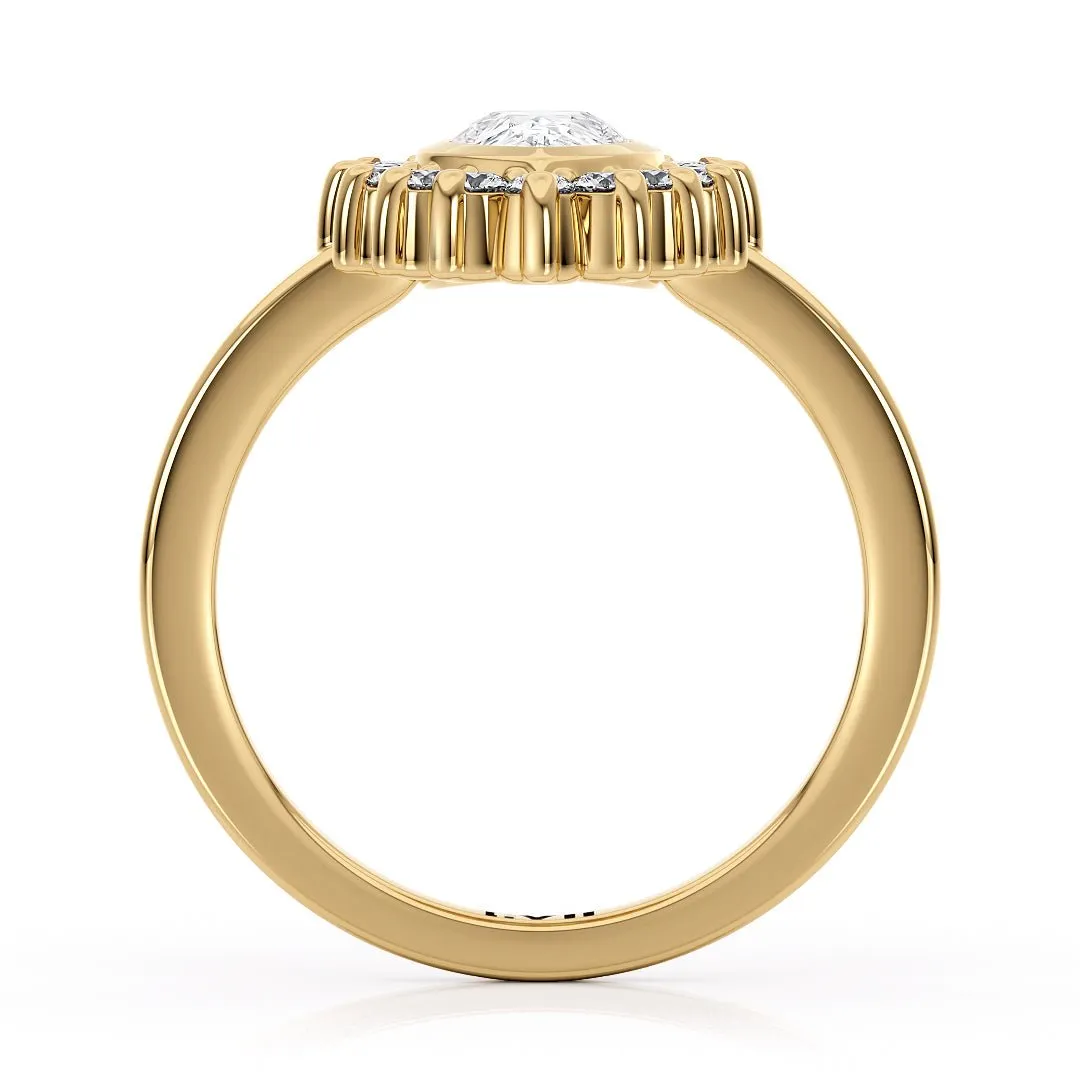 Pear Shaped Engagement Rings Vintage Inspired Lab Grown Diamond Rings - The Octavia Ring