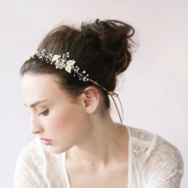 Pearl Crystal Ornament Crown Wedding Hair Jewelry