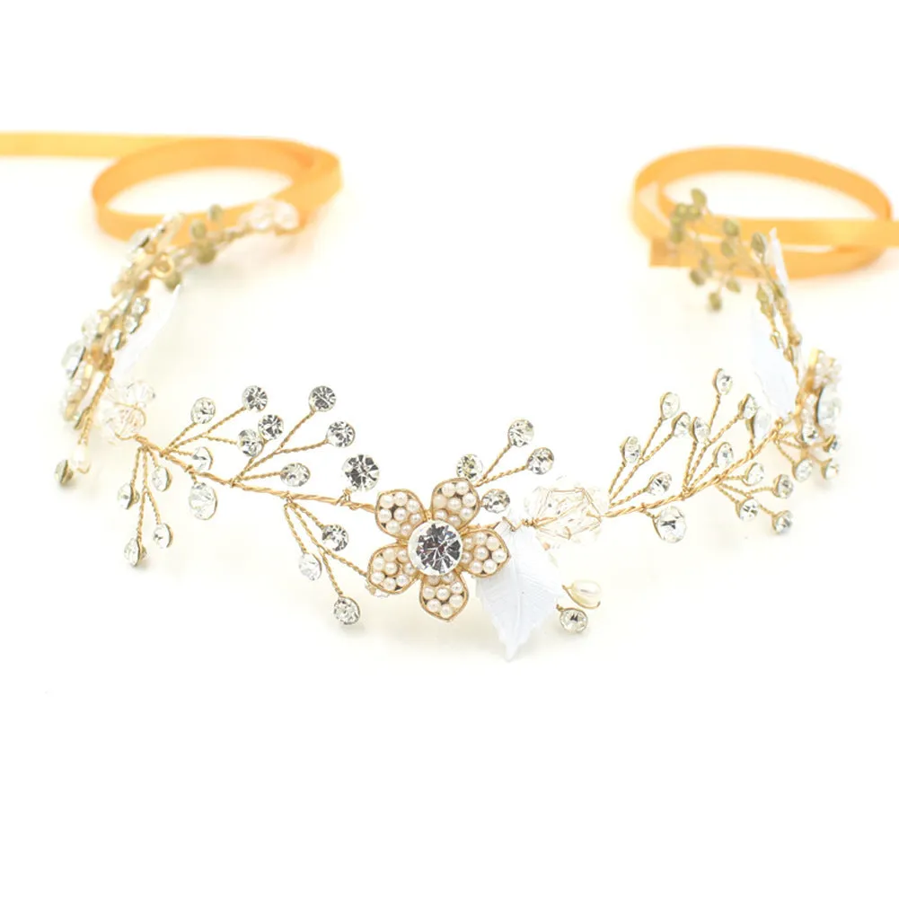 Pearl Crystal Ornament Crown Wedding Hair Jewelry