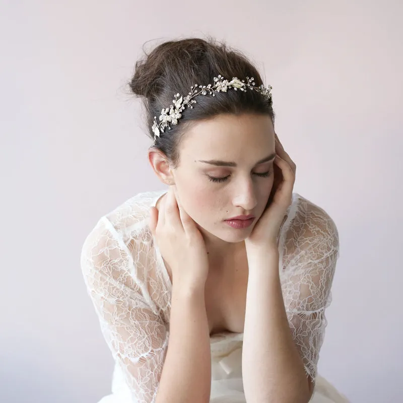 Pearl Crystal Ornament Crown Wedding Hair Jewelry