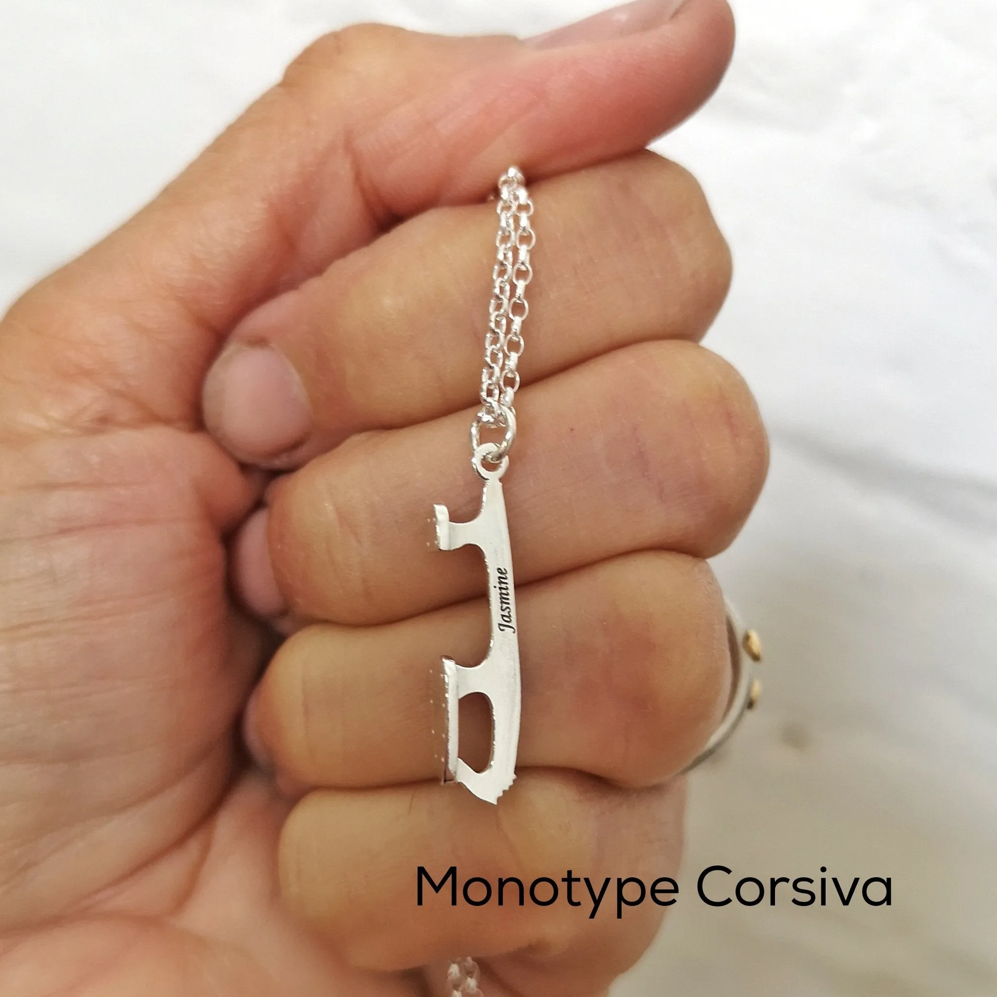 Personalised Silver Ice Skating Necklaces