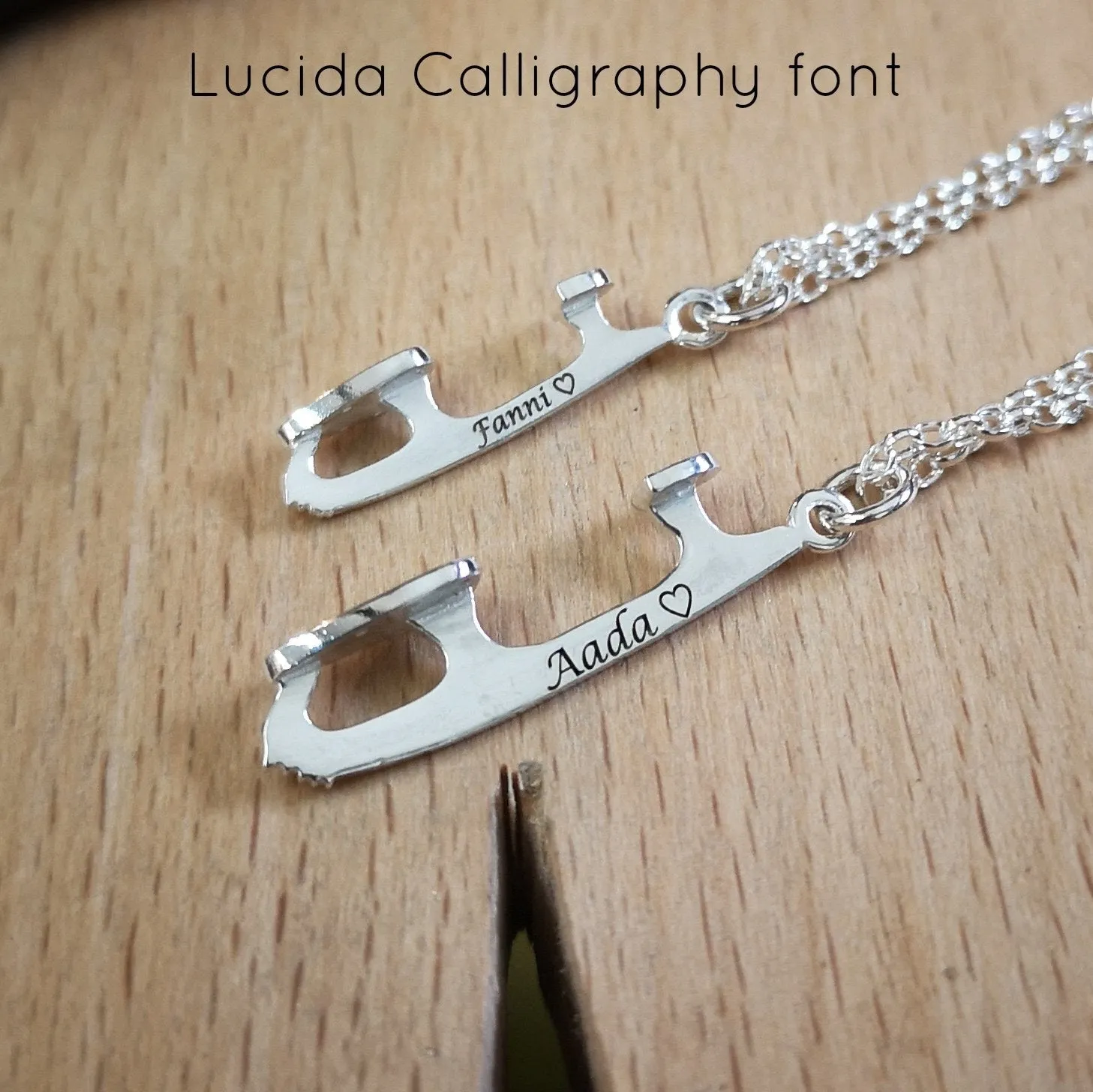 Personalised Silver Ice Skating Necklaces