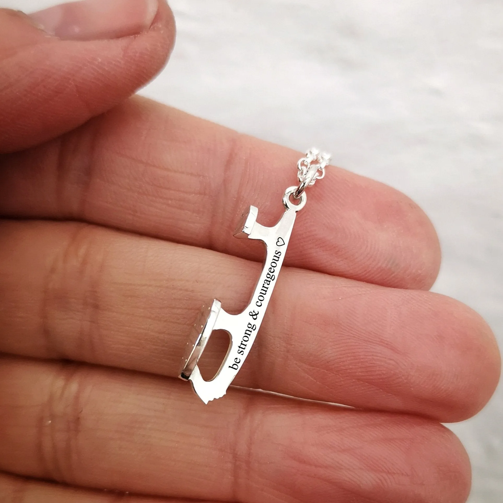Personalised Silver Ice Skating Necklaces