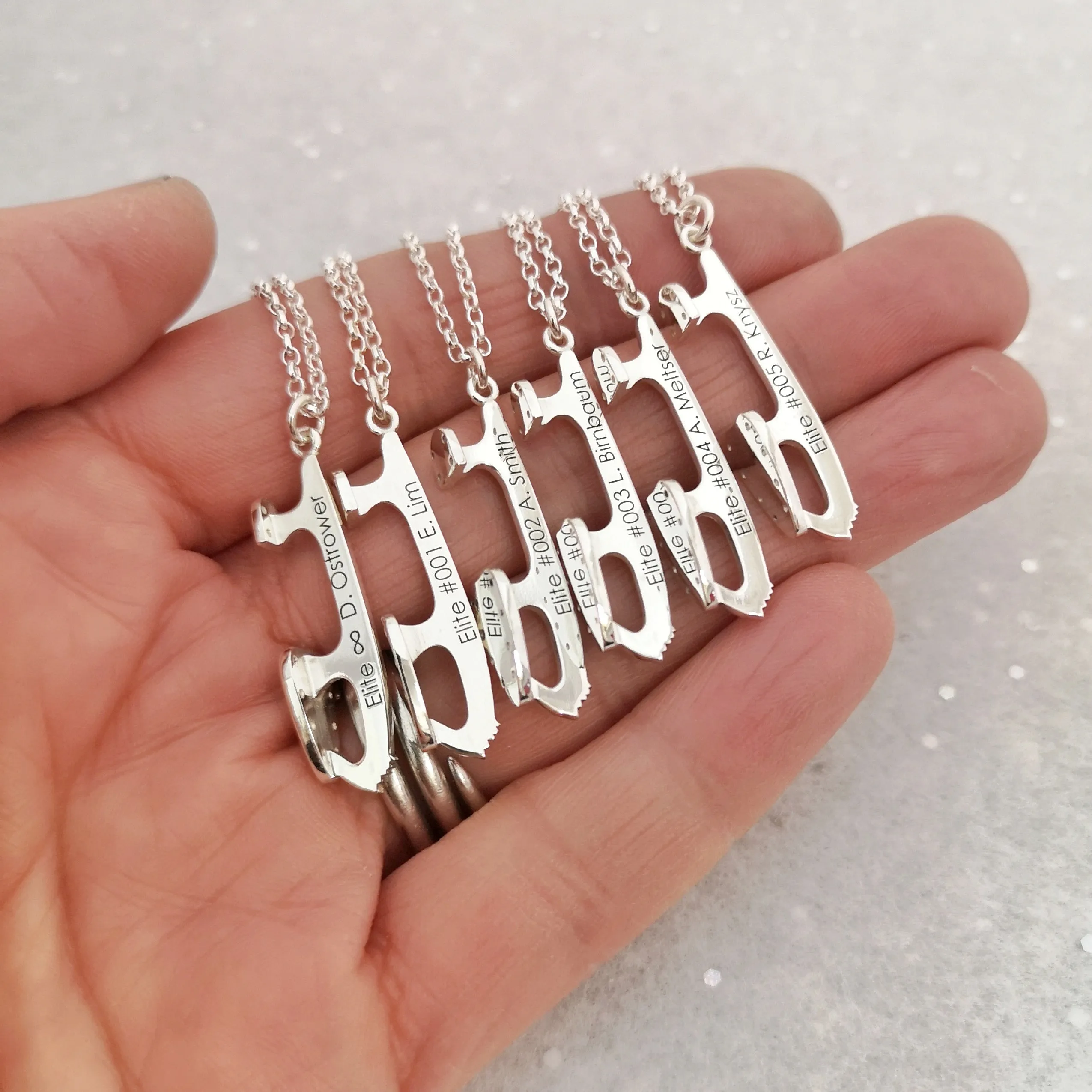 Personalised Silver Ice Skating Necklaces