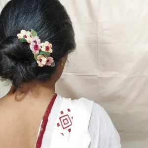 Pink and Peaches Crochet Hairpins (Set of 6)