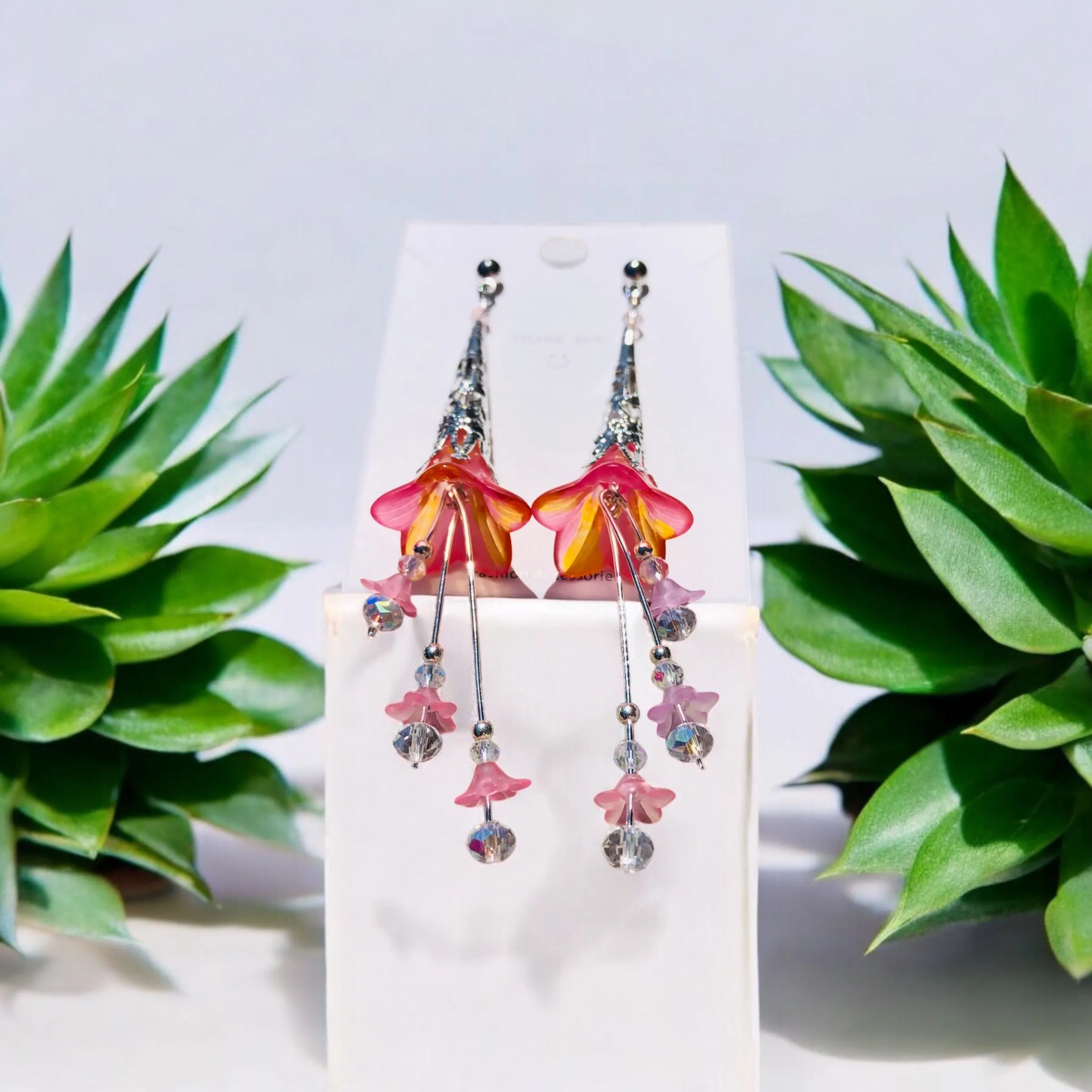 Pink and yellow Bohemian Bloom Earrings