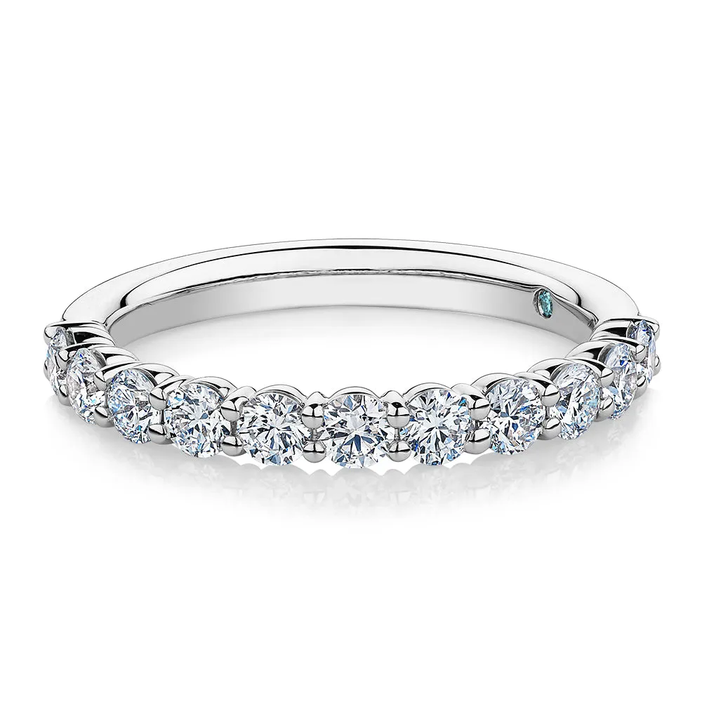 Premium Lab-Grown Diamond, 0.90 carat TW round brilliant wedding or eternity band in platinum