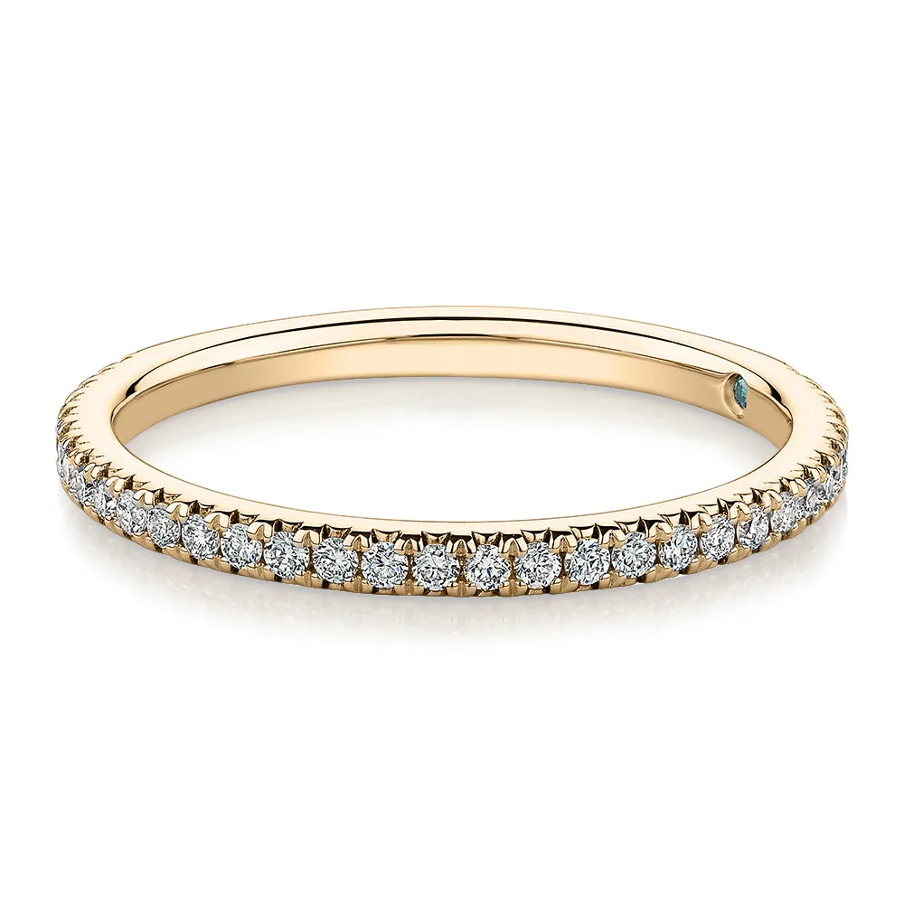 Premium Laboratory Created Diamond, 0.23 carat TW round brilliant wedding or eternity band in 14 carat yellow gold