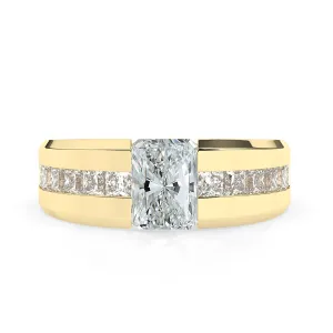 Radiant Cut Diamond Channel Men'S Ring