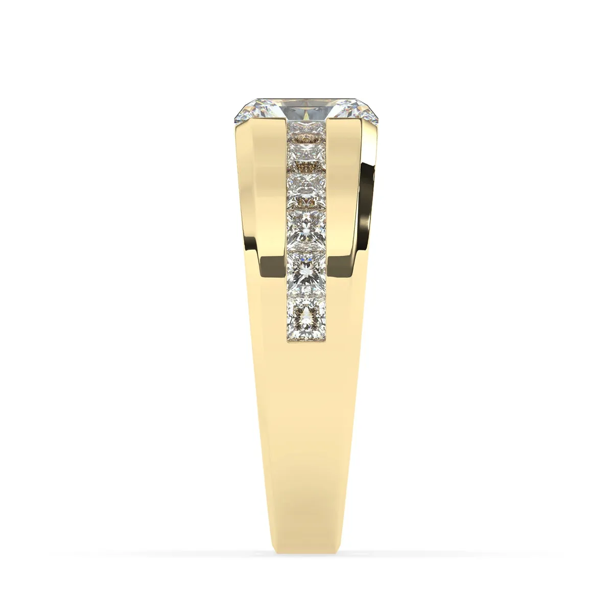 Radiant Cut Diamond Channel Men'S Ring