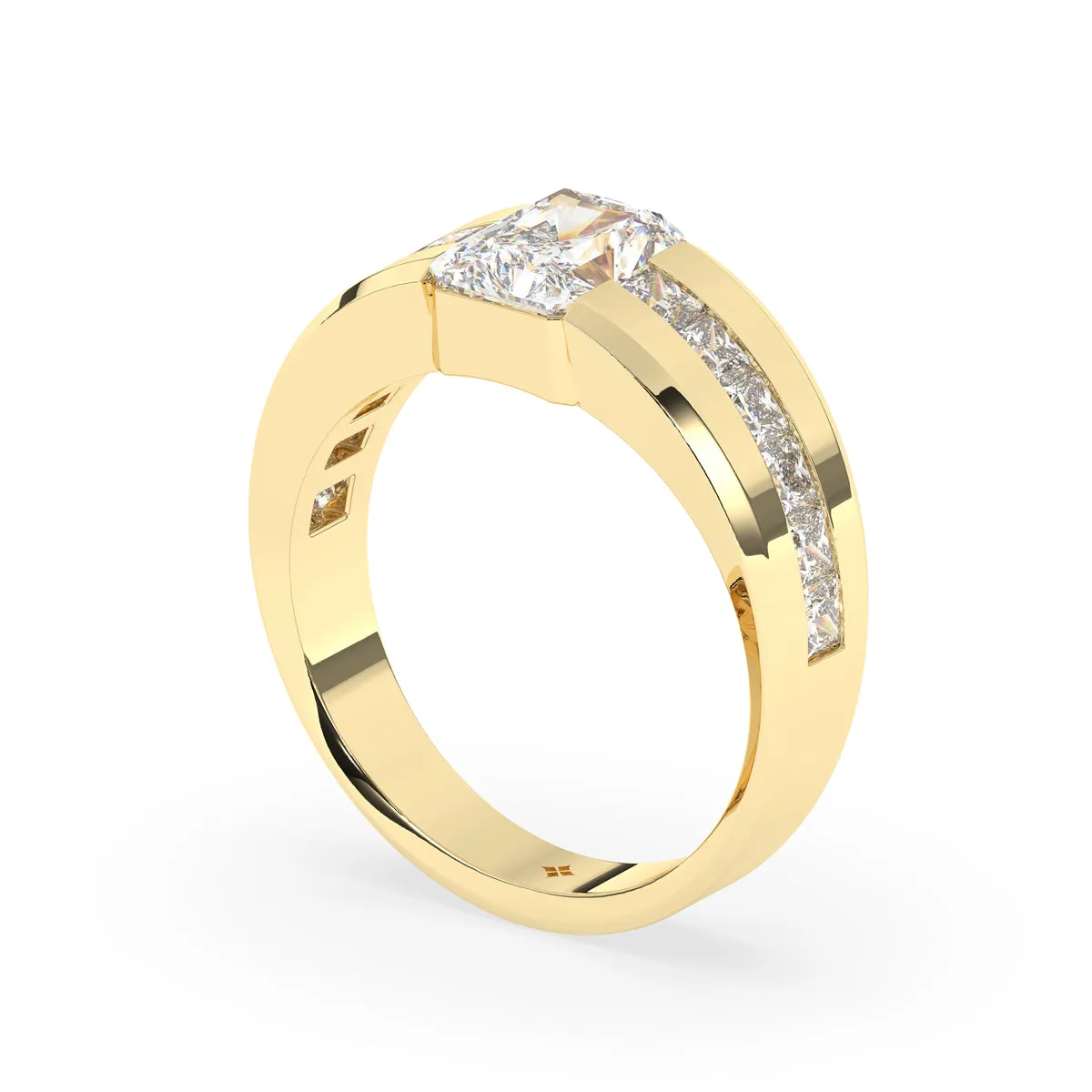 Radiant Cut Diamond Channel Men'S Ring