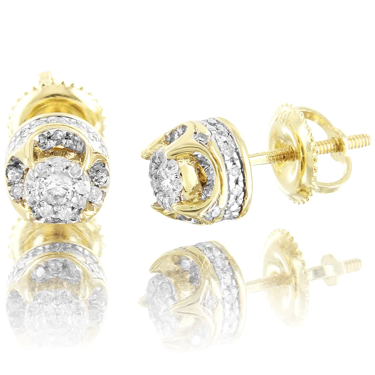 Real Diamonds Prong Set 10k Gold Mens Womens Earrings