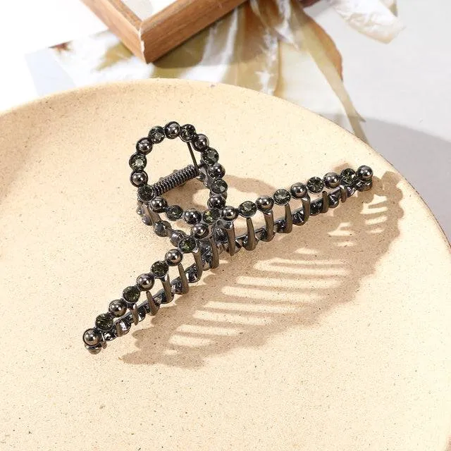 Rhinestone Metal Hair Claw Crab Clip For Women Girls Shiny Barrette Hairpin Crystal Pearl Hair Accessories Jewelry Gift