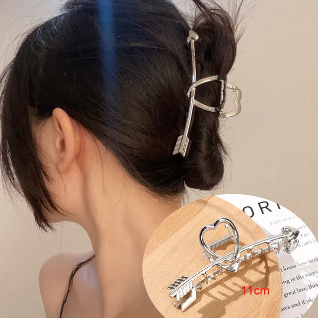 Rhinestone Metal Hair Claw Crab Clip For Women Girls Shiny Barrette Hairpin Crystal Pearl Hair Accessories Jewelry Gift