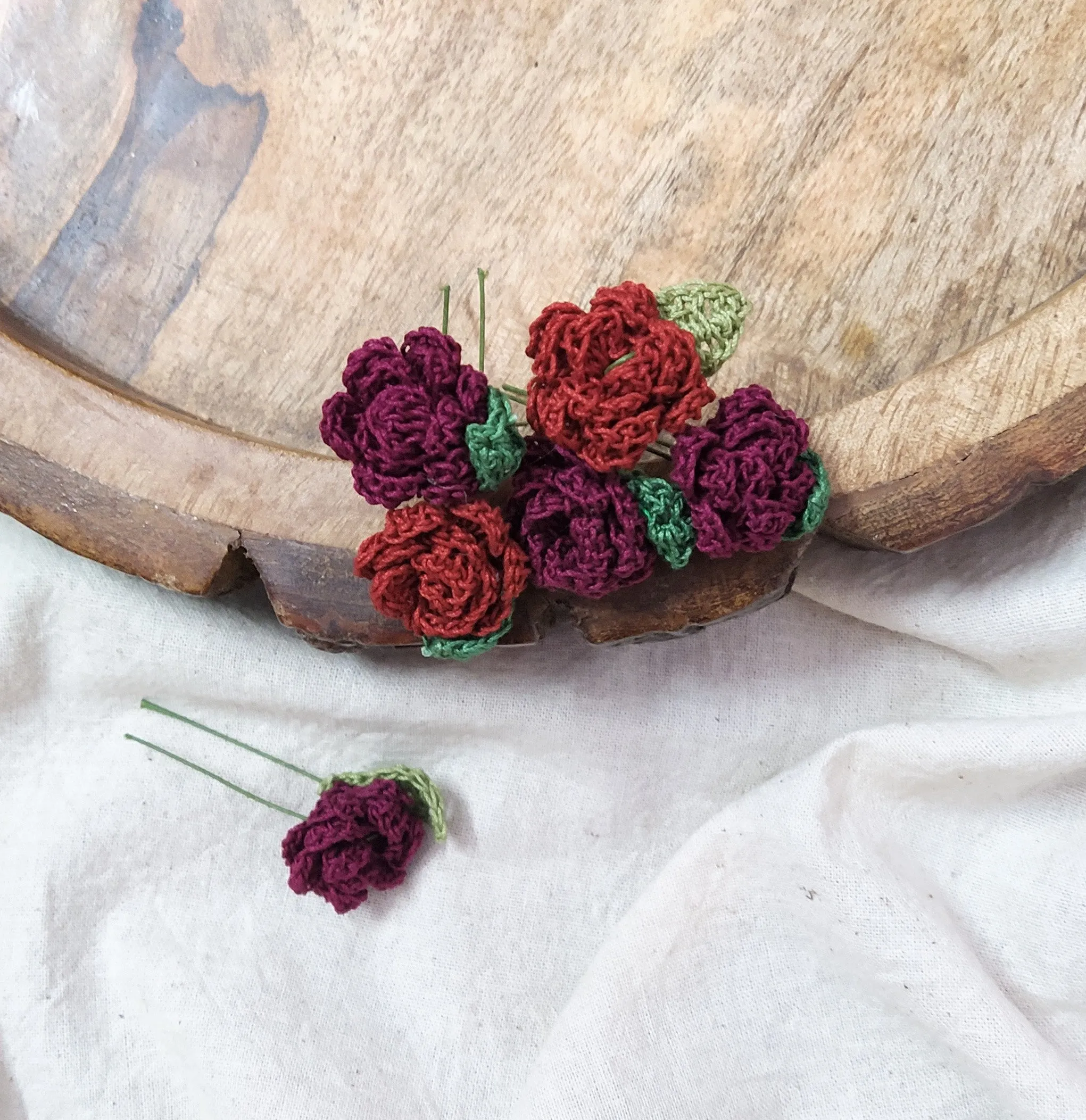 Rose Crochet Hairpins (Set of 4)