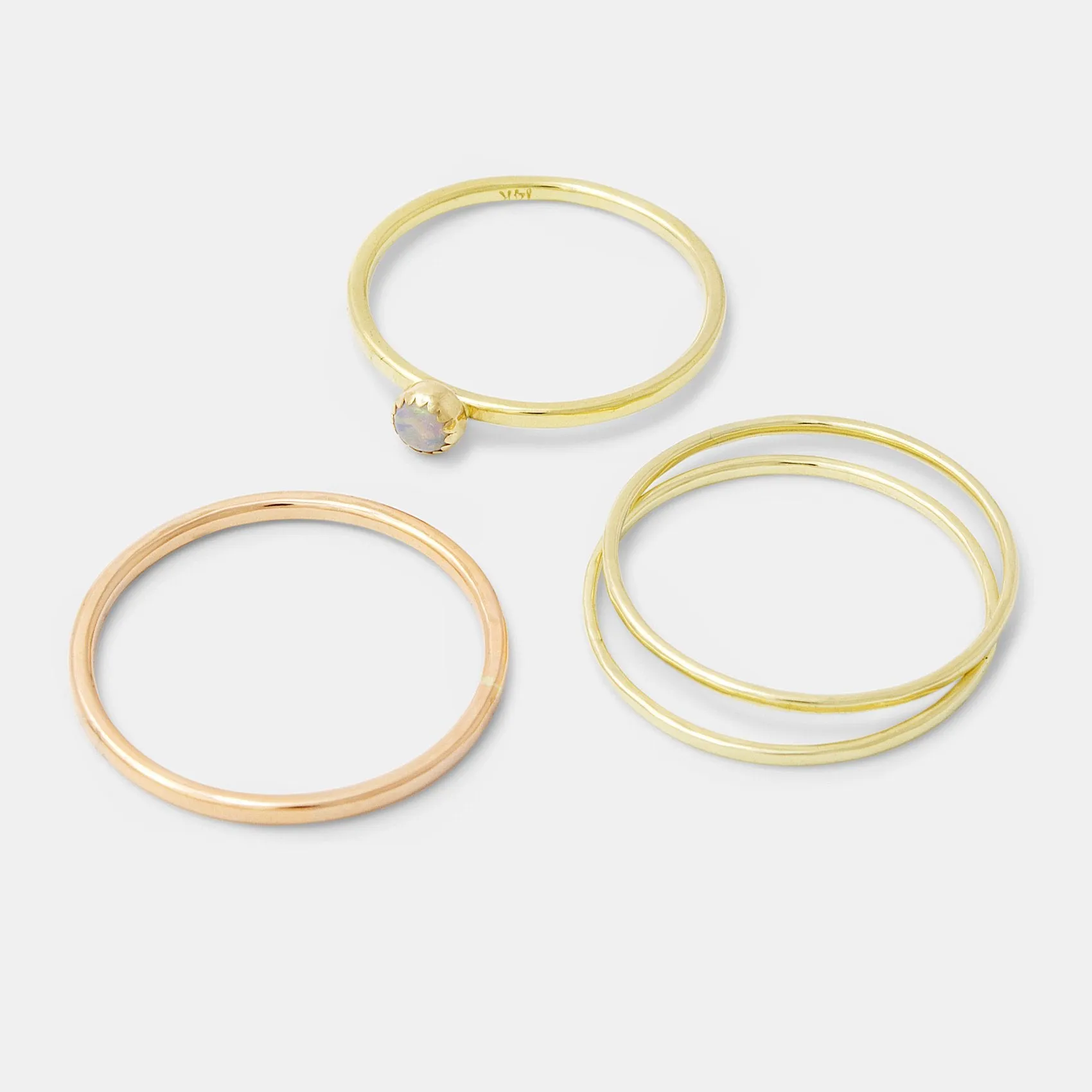 Rose Quartz & Solid Gold Stacking Ring