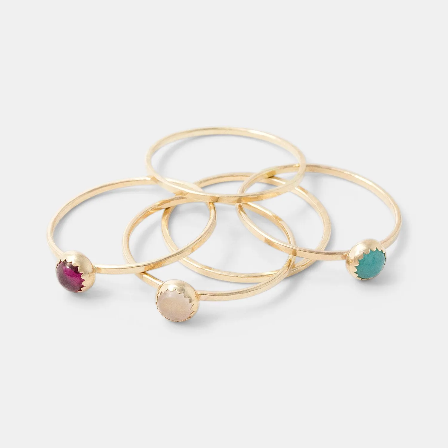 Rose Quartz & Solid Gold Stacking Ring