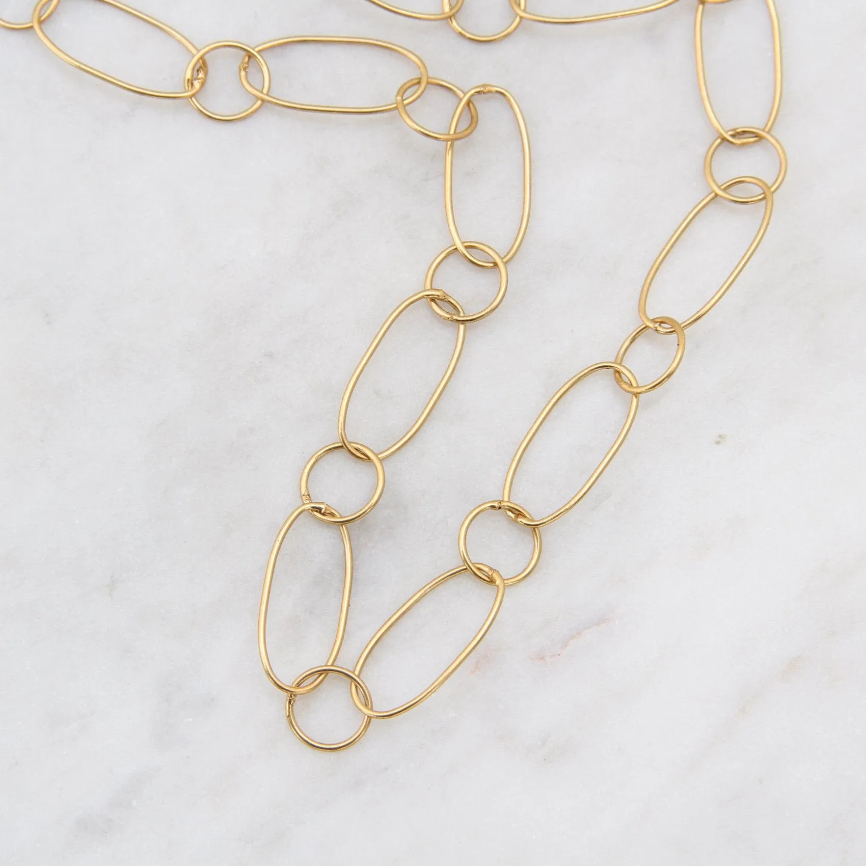 Round and Oval Delicate Link Chain Choker Necklace