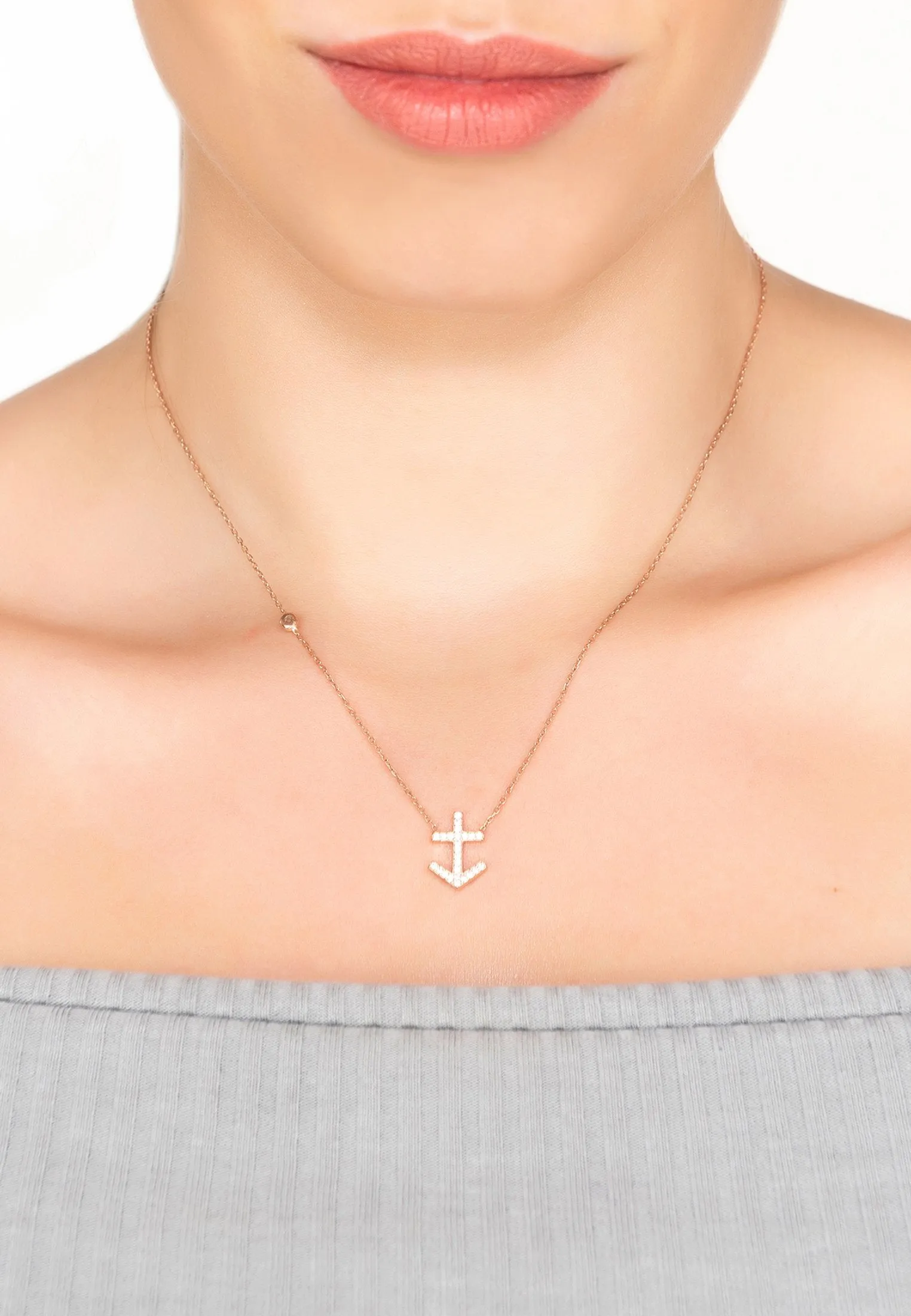Sagittarius Zodiac Necklace Dipped in Rose Gold and White Zircon