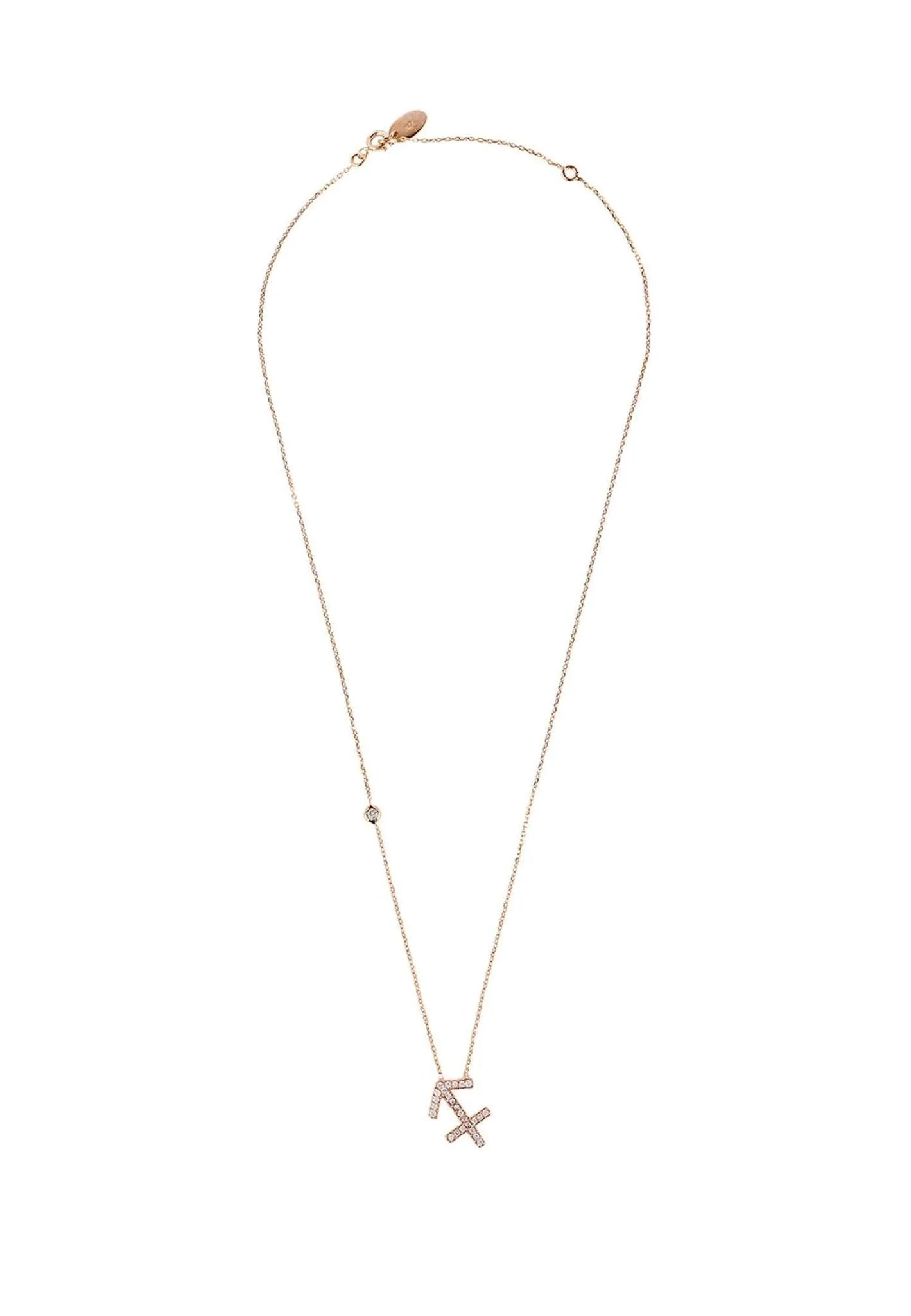 Sagittarius Zodiac Necklace Dipped in Rose Gold and White Zircon