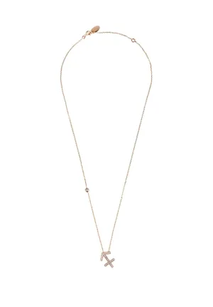 Sagittarius Zodiac Necklace Dipped in Rose Gold and White Zircon